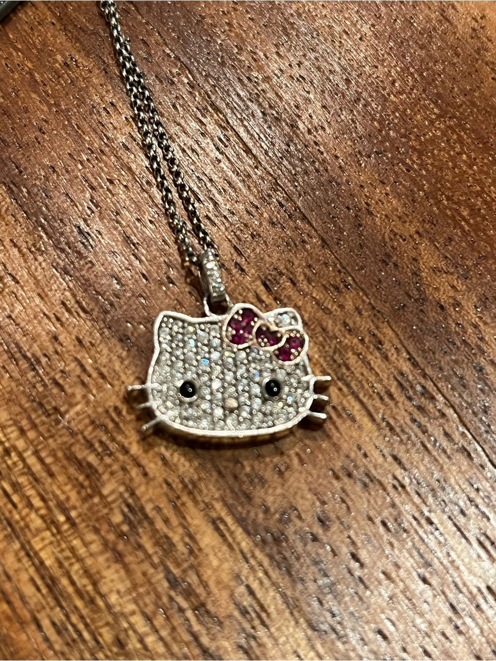 Hello Kitty Vintage Diamonique Sterling Silver Necklace